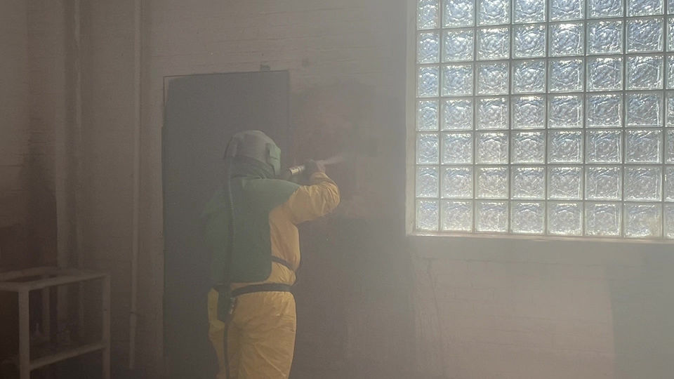 Paint Blasted Off Ceiling